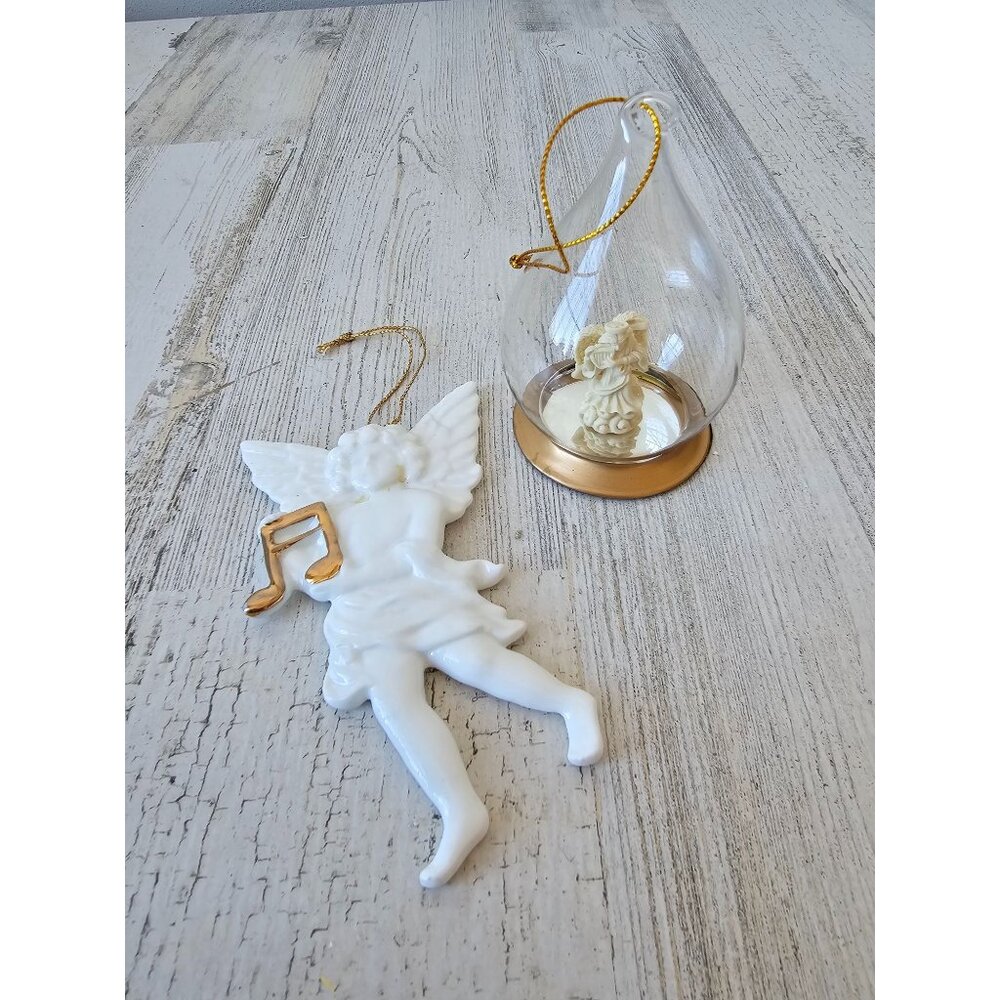 Angel‎ cherub dome ornament musical white Xmas tree